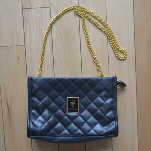 Younique Purse Crossbody Bag with Gold Chain Strap Black and Purple